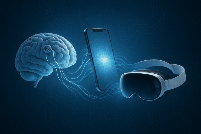 Impianto cerebrale Stentrode connesso a iPhone e Vision Pro per il controllo mentale.