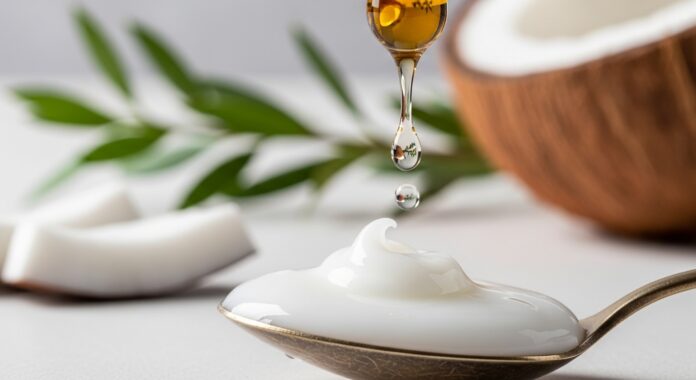 Ingredienti naturali, olio di Melaleuca e olio di cocco, per un rimedio efficace contro la forfora.