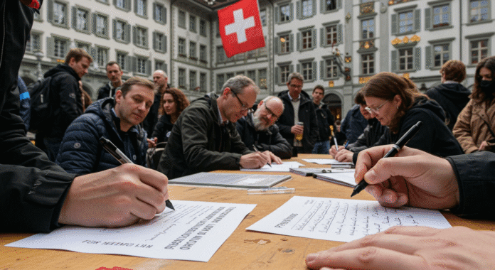 Cittadini svizzeri firmano una petizione per l'uscita dall'OMS a difesa della libertà sanitaria nazionale.