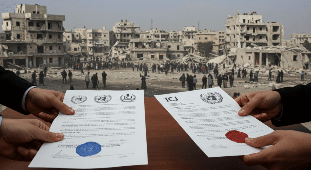 Documenti di corti internazionali che testimoniano il genocidio a Gaza.