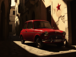 Renault 4 rossa in Via Caetani, simbolo del ritrovamento di Aldo Moro e del mistero legato al suo omicidio.