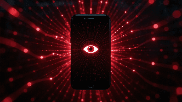 Smartphone infettato dallo spyware Pegasus, simbolo della minaccia alla privacy e della vittoria di Meta contro NSO Group.