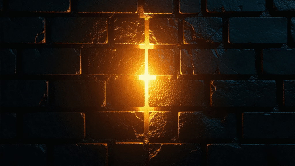 Luce che emerge da una crepa in un muro, simboleggiando la verità sui test vaccini.
