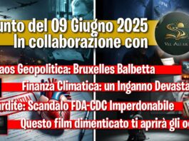 Miniatura del podcast "Il Punto del 09 Giugno 2025" in collaborazione con Vel Aliter. Elenca i temi della puntata: Caos Geopolitica a Bruxelles, Finanza Climatica come inganno, Scandalo Miocardite FDA-CDC e un film dimenticato su 1984.