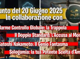 Miniatura del podcast "Il Punto del 20 Giugno 2025" di Vel Aliter con i temi: Allarme Controllo Globale, Doppio Standard, Satoshi Nakamoto e Sologamia.