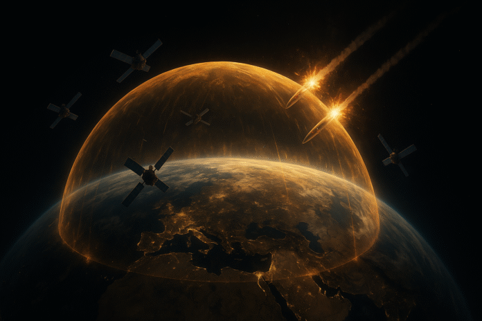 Vista dallo spazio dello scudo di difesa orbitale 