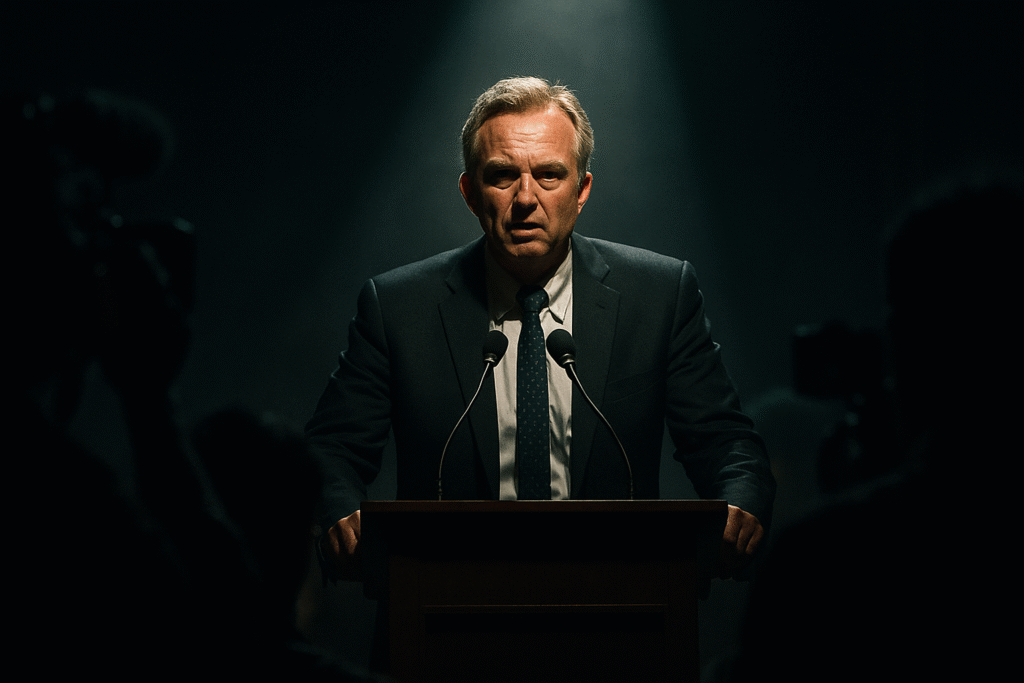 robert f. kennedy jr. in un'intervista intensa e drammatica, simbolo della sua lotta contro la censura.