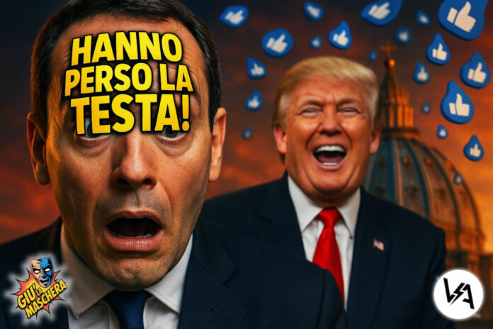 Thumbnail clickbait con un politico scioccato e il titolo 