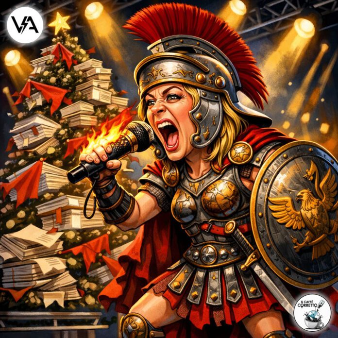 Giorgia Meloni vestita da gladiatrice romana ad Atreju