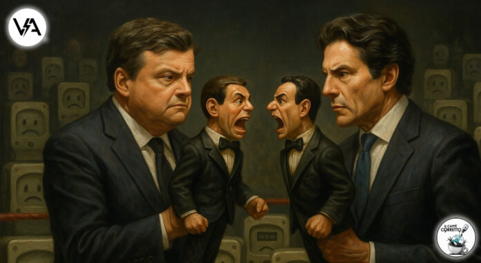 Illustrazione satirica dello scontro tra Calenda e Cattaneo