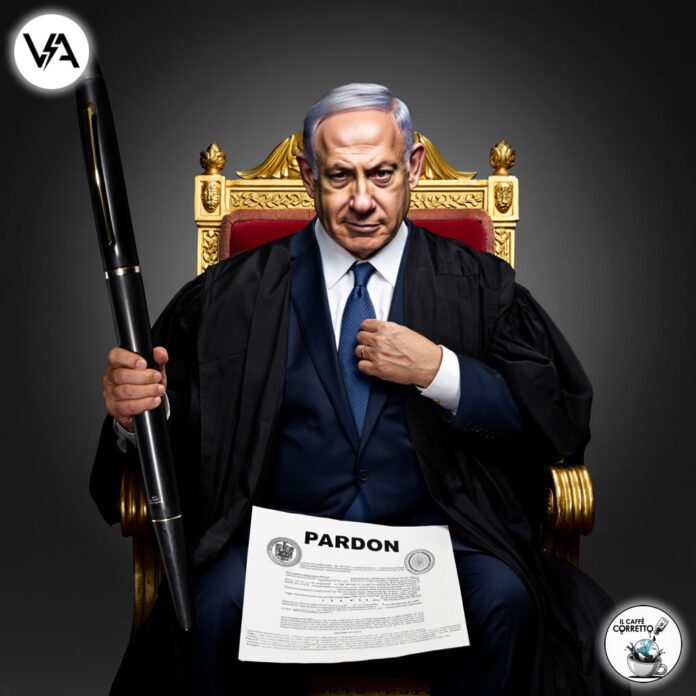 Netanyahu sul trono chiede la grazia nel suo processo per corruzione.