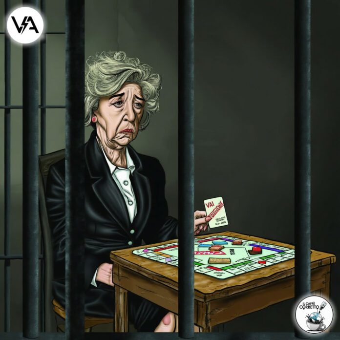 Irene Pivetti condannata evasione fiscale prigione monopoly vignetta satirica