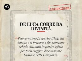 elezioni salerno: la corsa solitaria di vincenzo de luca senza simbolo elezioni salerno de luca - immagine satirica