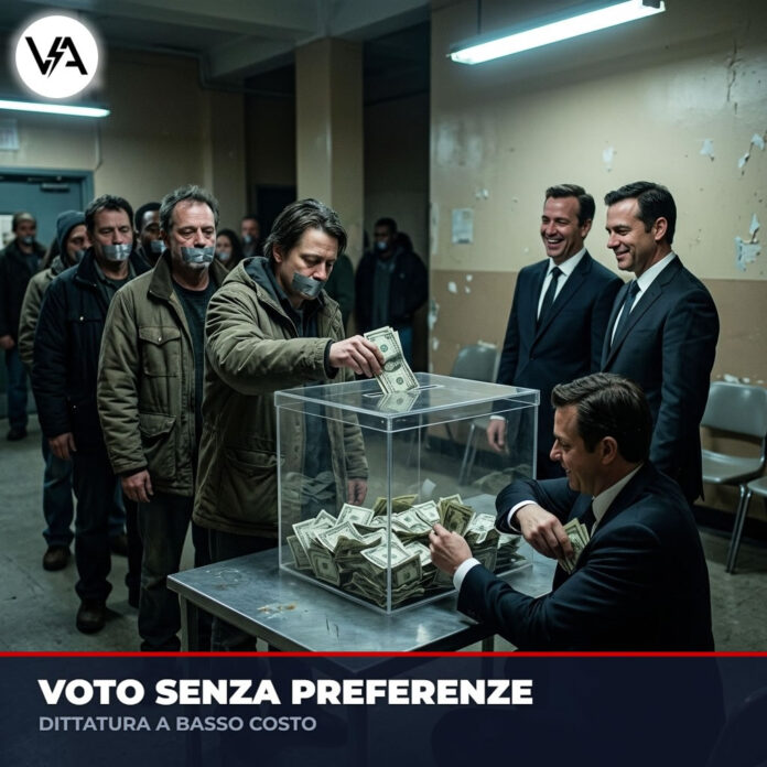 Nuova Legge Elettorale satira con urna trasparente e politici