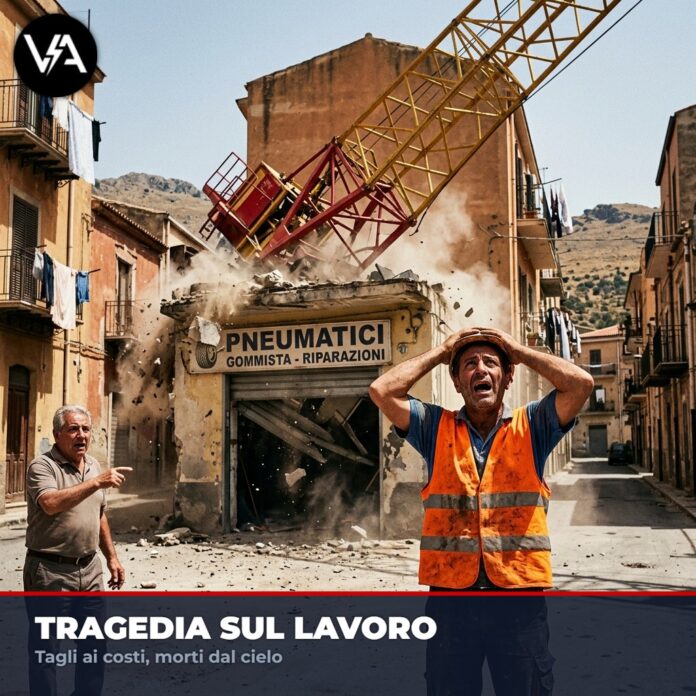 Gru Cede Gommista Palermo Morti illustrato come un tragico risparmio sui cantieri