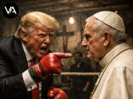 straordinario trump: su papa leone scaglia l’attacco in politica estera trump papa leone attacco in una rappresentazione cruda e satirica.