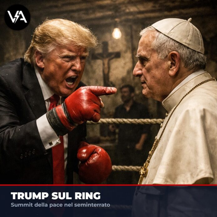 Trump Papa Leone Attacco in una rappresentazione cruda e satirica.