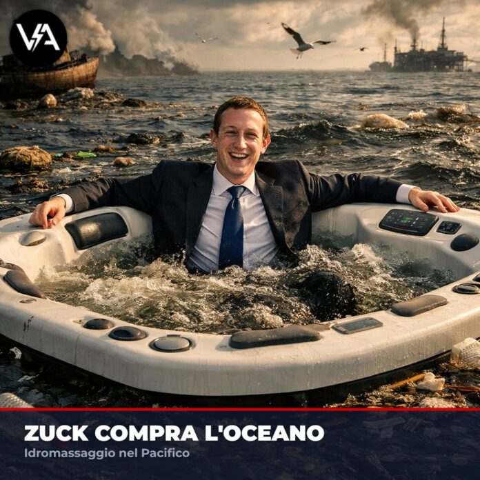 Zuckerberg Miliardari Rimbalzo Mercati in una rappresentazione cruda e satirica.