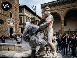 giovane scala fontana nettuno firenze: il magnifico ritorno all’età della pietra giovane scala fontana nettuno firenze satira