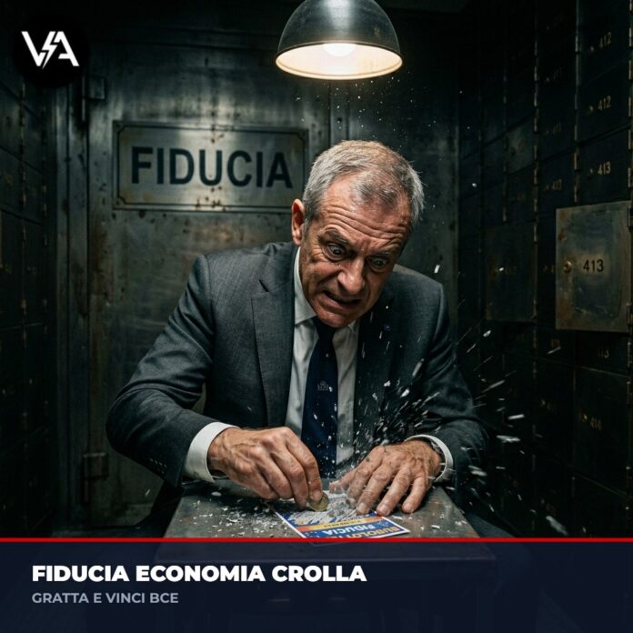 Fiducia Economia Eurozona: banchiere al gratta e vinci.