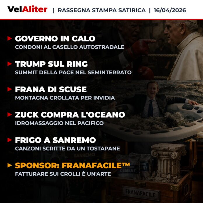 Copertina Rassegna Stampa Satirica VelAliter del 16/04