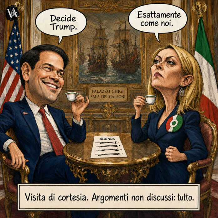 Meloni Rubio sovranità - Satira su Palazzo Chigi
