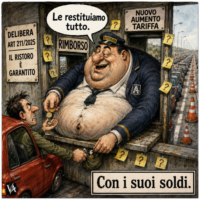 rimborso pedaggio autostrada cantieri - Satira su ART Delibera 211