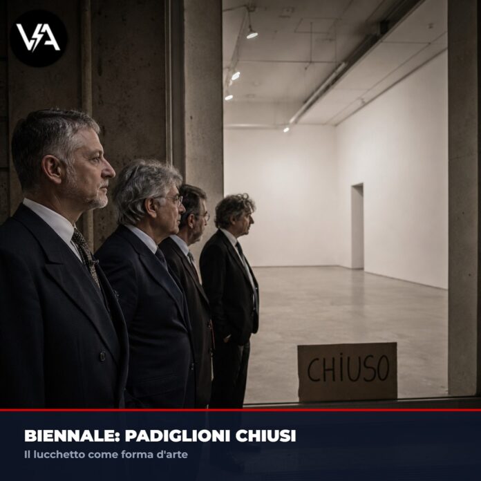 Sciopero Biennale - Stanza vuota osservata da critici.