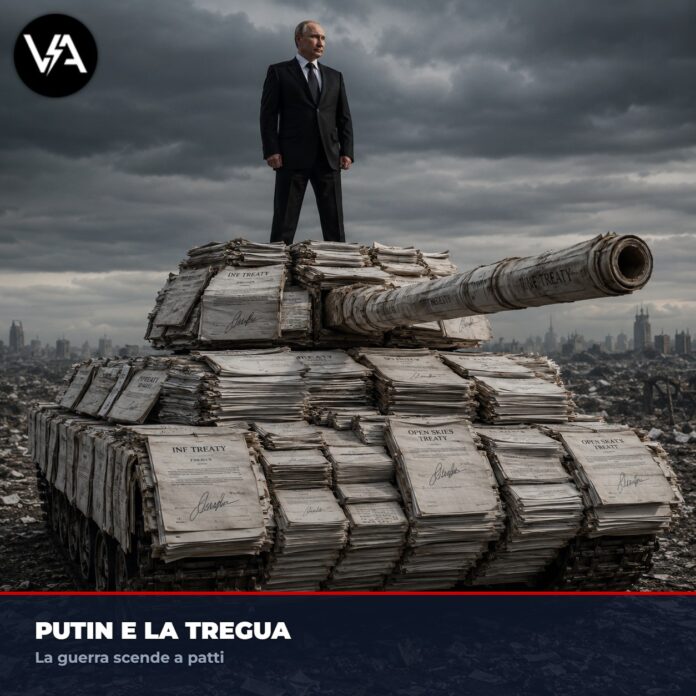Parata di Putin - Carri armati fatti di trattati firmati.